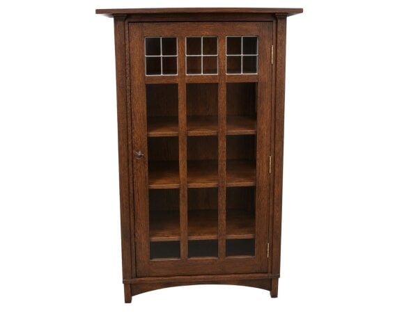 single door bookcase oak