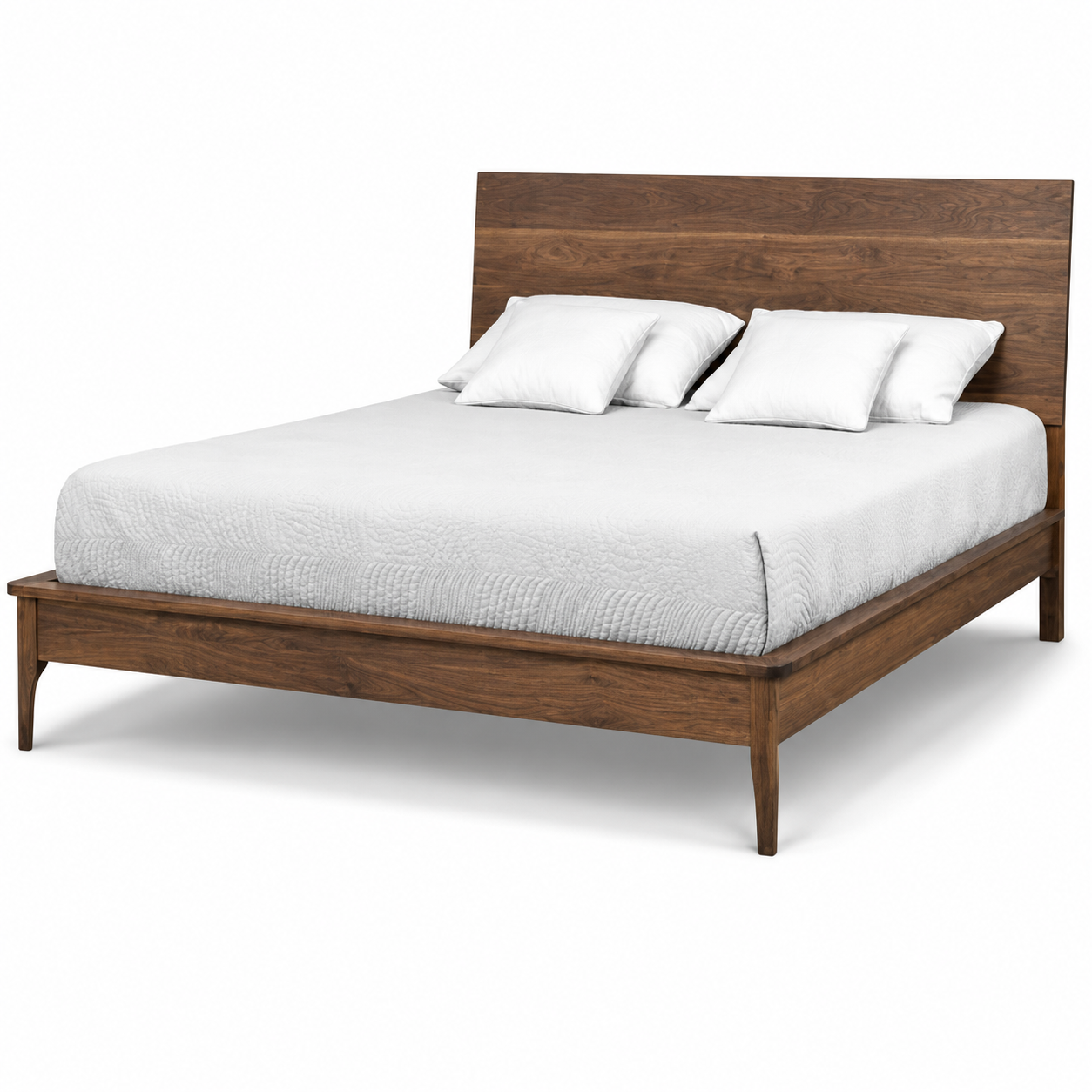 evora queen platform bed with wood headboard & 12 7/8" wraparound footboard with posture board
