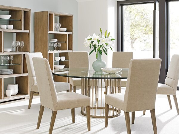 Rendezvous Round Metal Dining Table With 72 Inch Glass Top - Image 2
