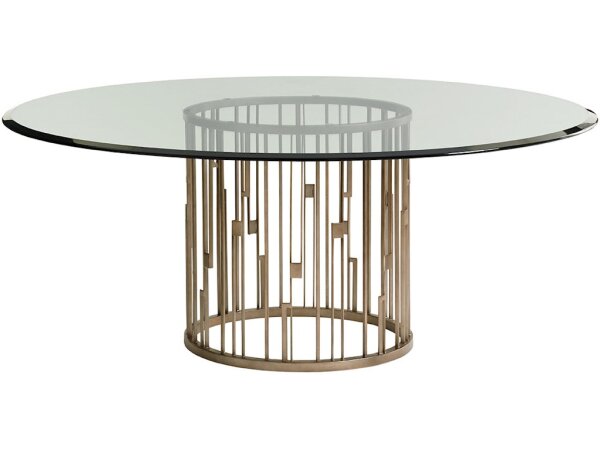 Rendezvous Round Metal Dining Table With 72 Inch Glass Top