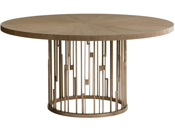 Rendezvous Round Metal Dining Table With Wooden Top