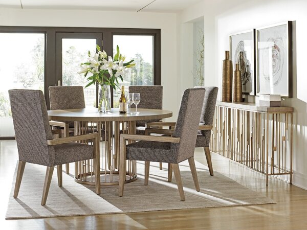 Rendezvous Round Metal Dining Table With Wooden Top - Image 2