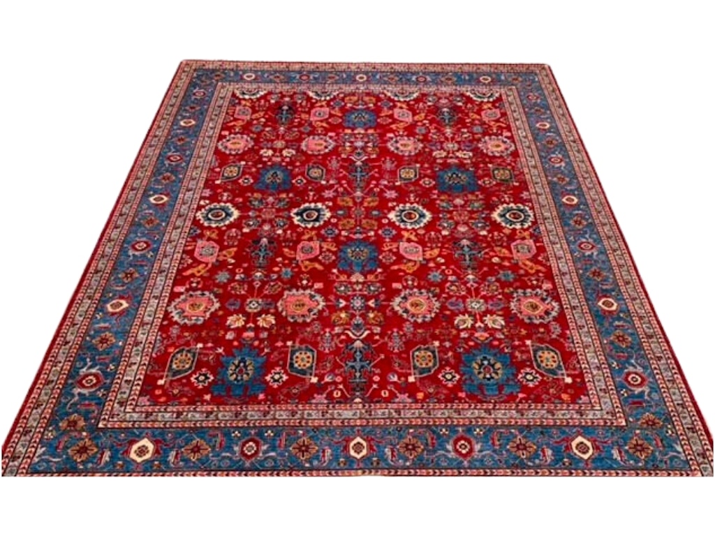 Geometric Afghan Rug. (12.2 x 14.6)