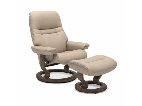 stressless® sunrise (m) classic base recliner with ottoman