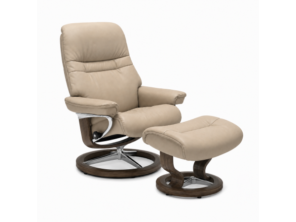 stressless® sunrise (s) signature base recliner with ottoman