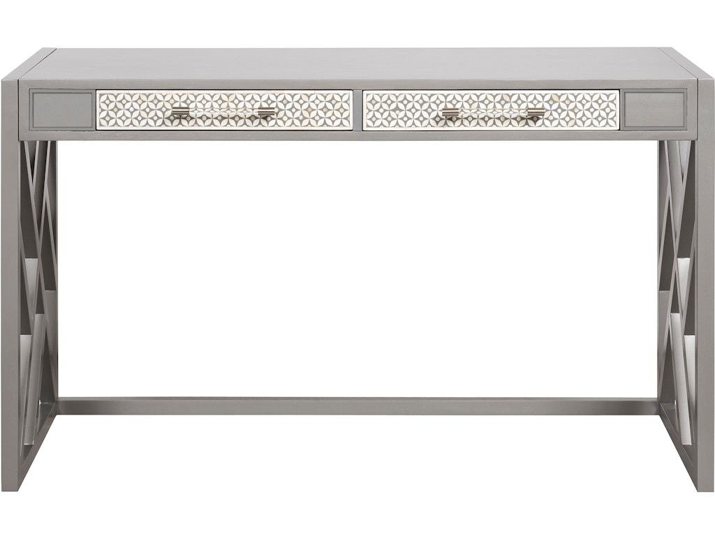 Bryson Desk with Wood Fretwork Base