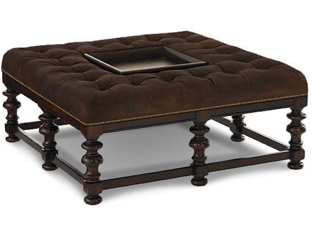 Heather Leather Cocktail Ottoman