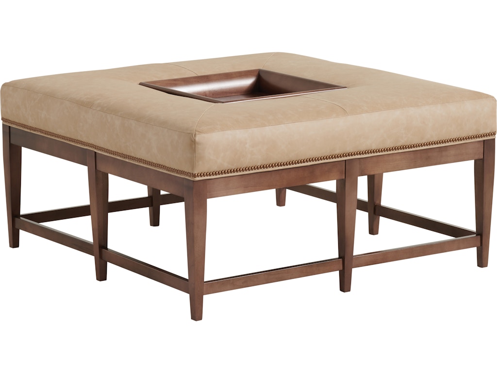 Carillon Leather Cocktail Ottoman