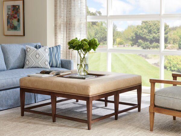 Carillon Leather Cocktail Ottoman - Image 2