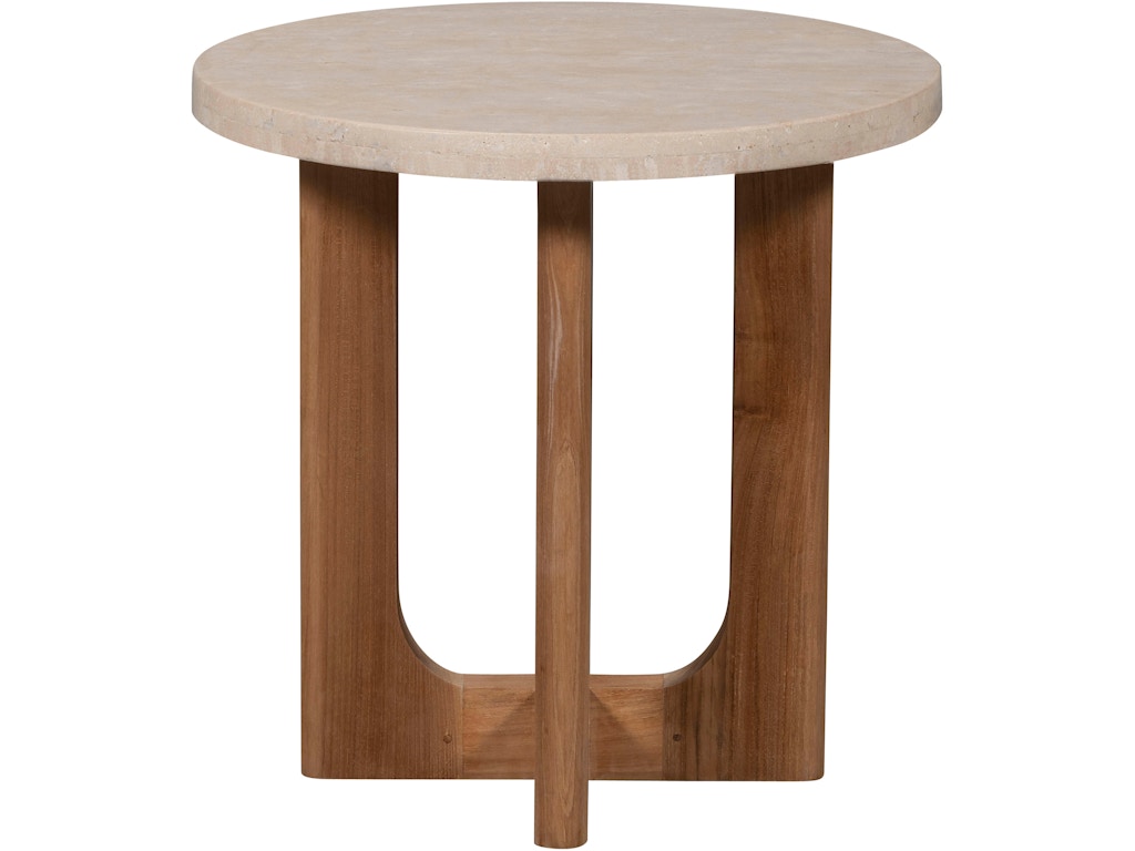 Bliss End Table- Wood and Travertine