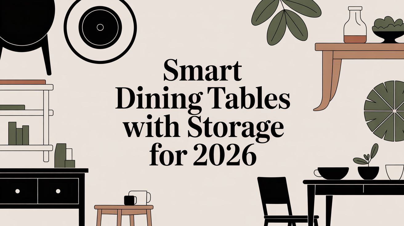dining tables with storage furniture illustration
