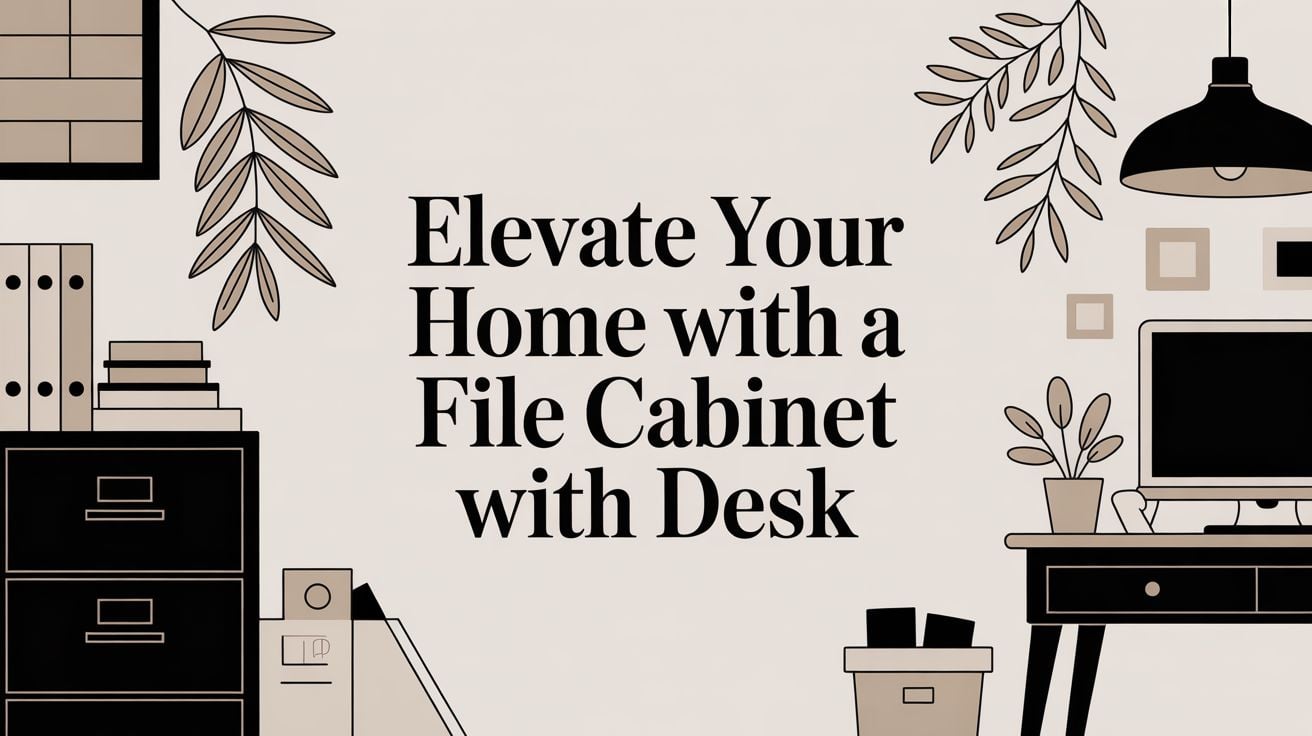 file cabinet with desk office illustration