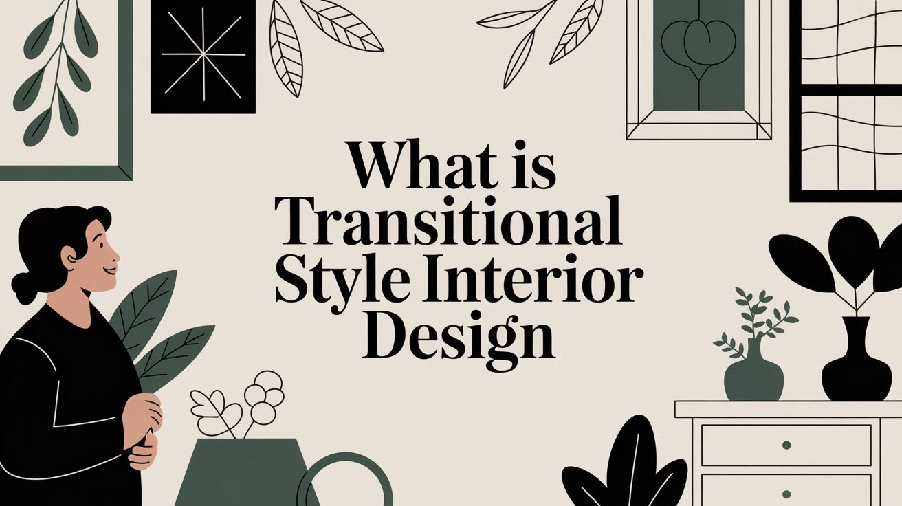 what is transitional style interior design illustration