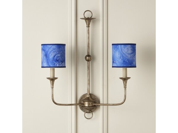 Marble Blue Paper Drum Chandelier Shade - Image 4