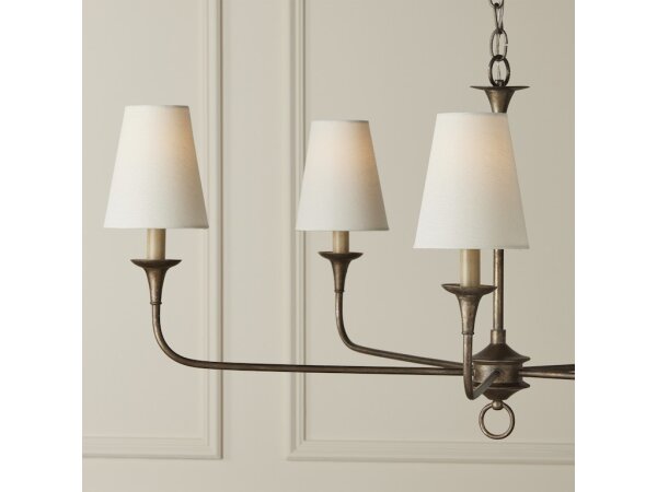 Off White Fine Grasscloth Drum Chandelier Shade - Image 4