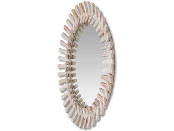 Diza Round Whitewash Mirror - Image 2