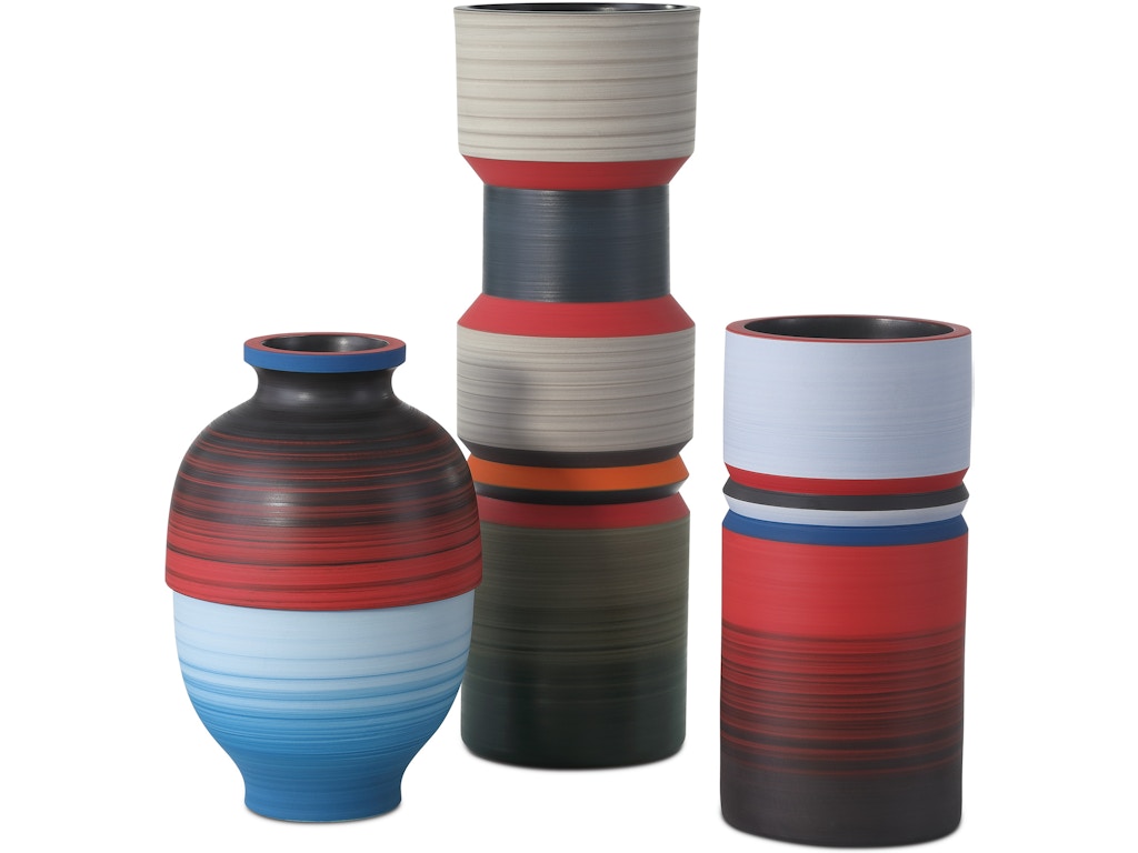 Happy 80's Black, Blue, Red and Orange Vase Set of 3