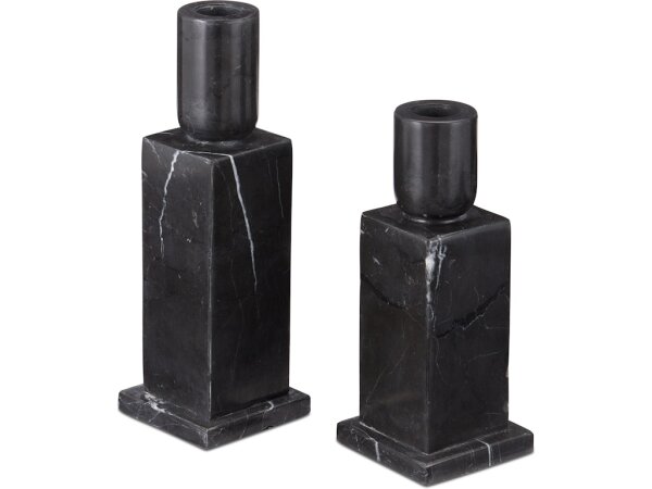 Lithos Black Candle Holder Set of 2