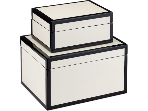 Ivory Lacquer Box Set of 2