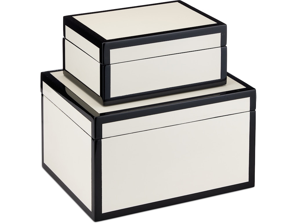 Ivory Lacquer Box Set of 2