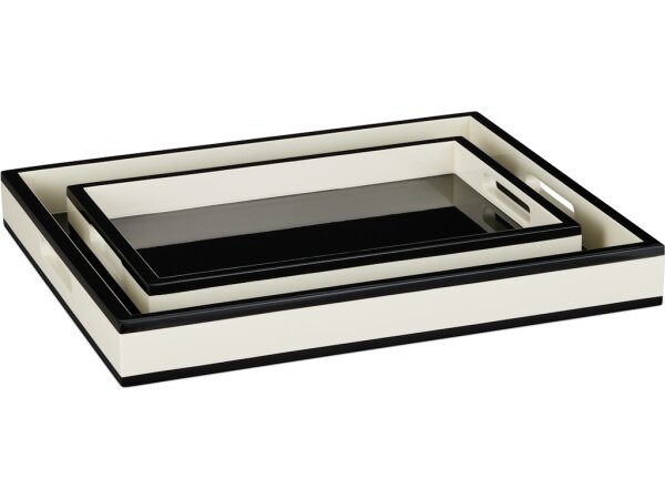Ivory Lacquer Tray Set of 2