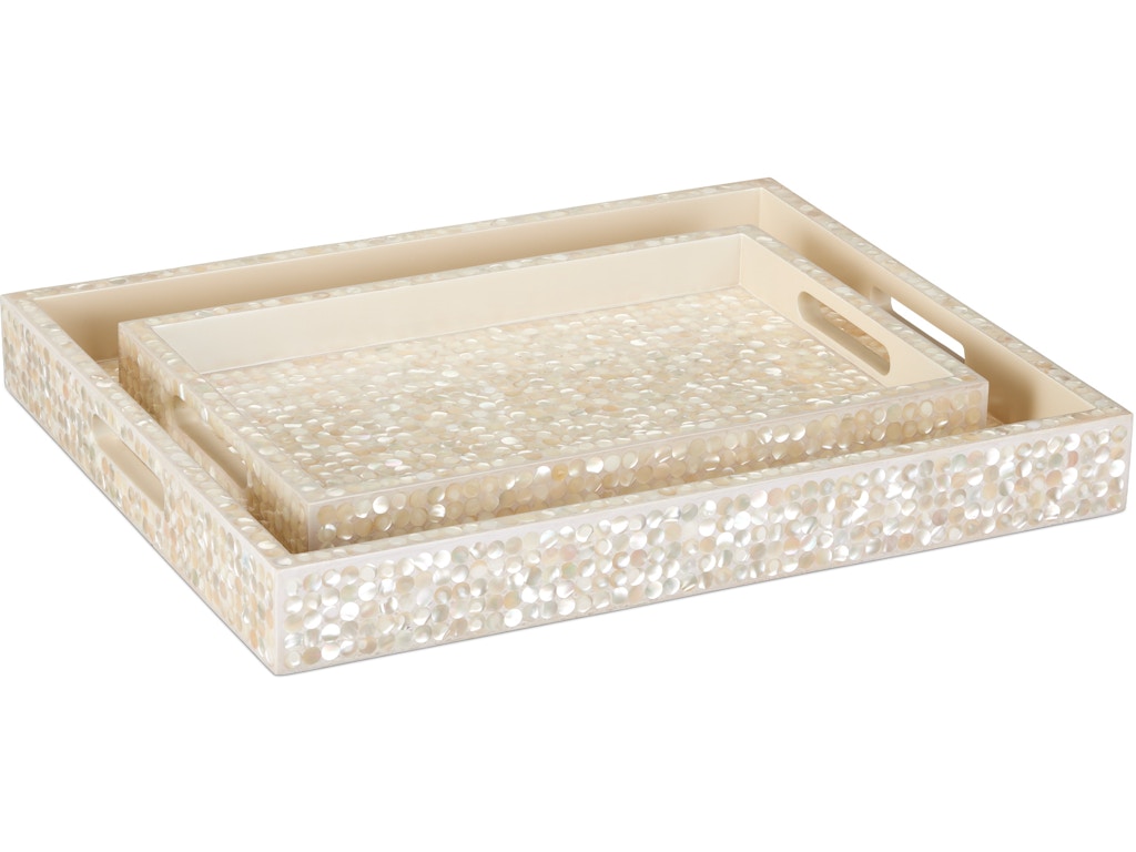 Gerri Dot Mother of Pearl Tray Set of 2