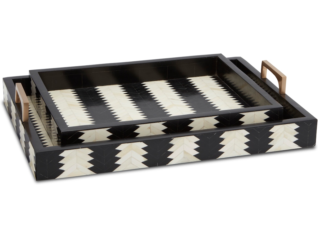 Arrow Black and White Tray Set of 2