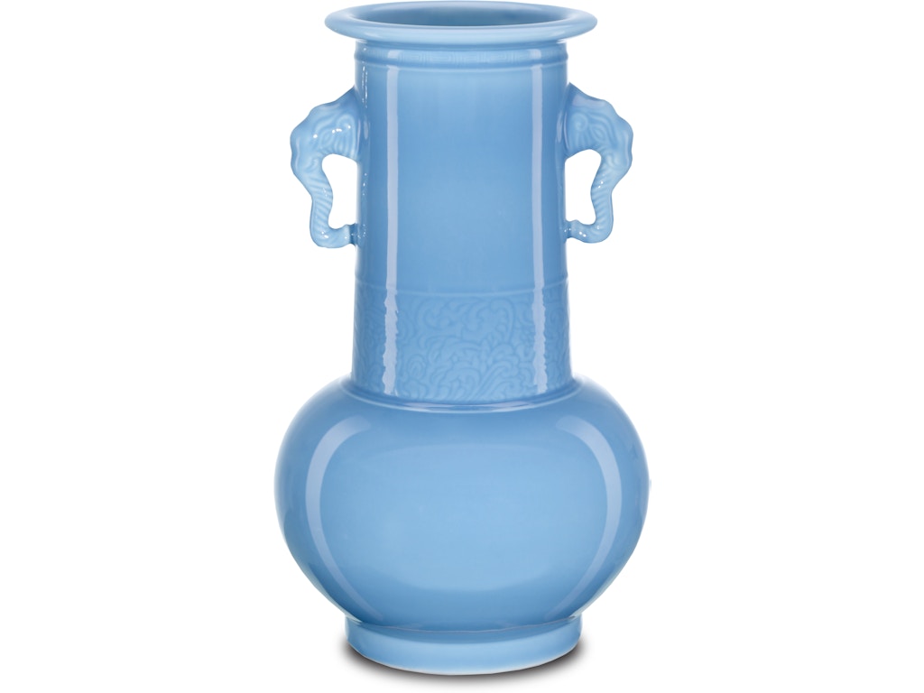 Sky Blue Elephant Handles Vase
