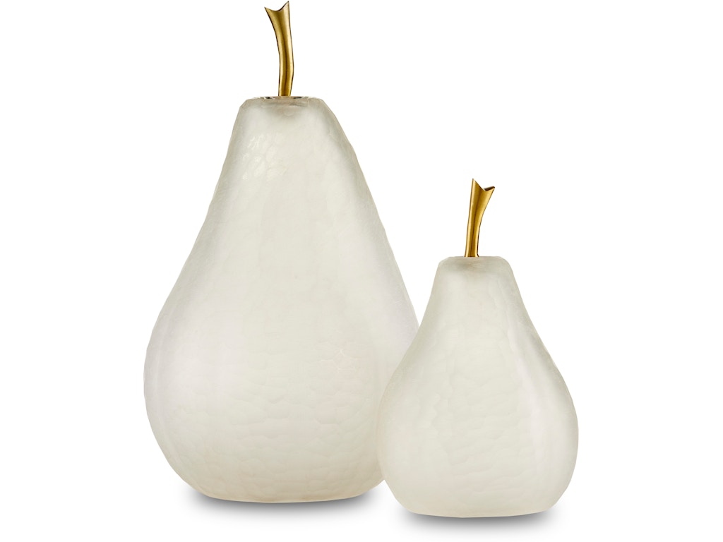Glass White Pear Set of 2