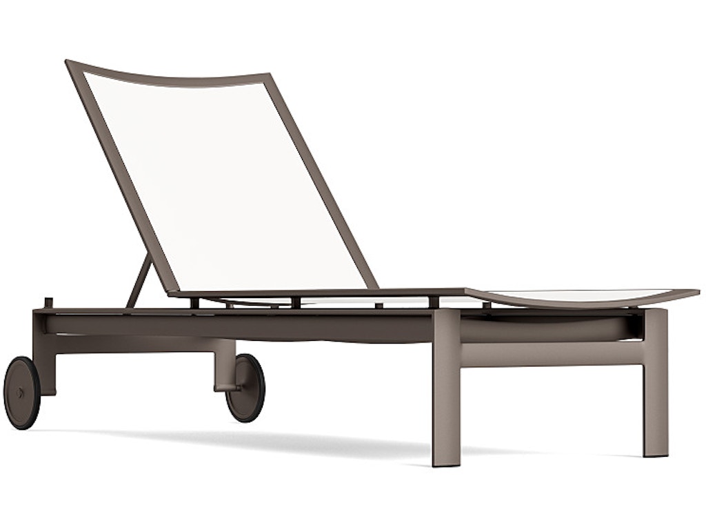 Framed Sling Flat Adjustable Chaise with Wheels