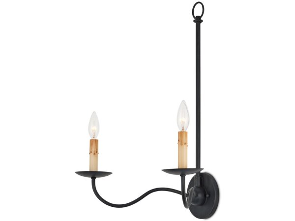 Saxon Double-Light Black Wall Sconce - Image 3