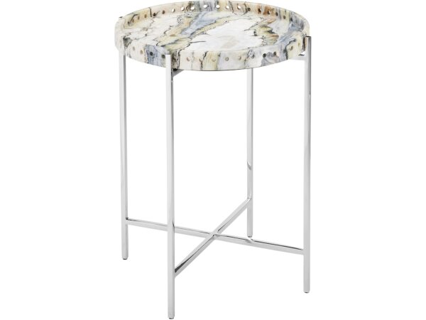 Freya Floral Jade Marble Accent Table