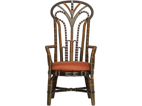 Benin Throne Brown Armchair, Linho Adobe - Image 3