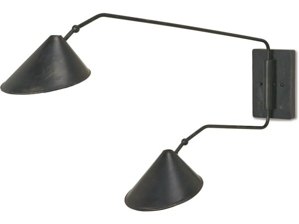 Serpa Black Double Swing-Arm Wall Sconce