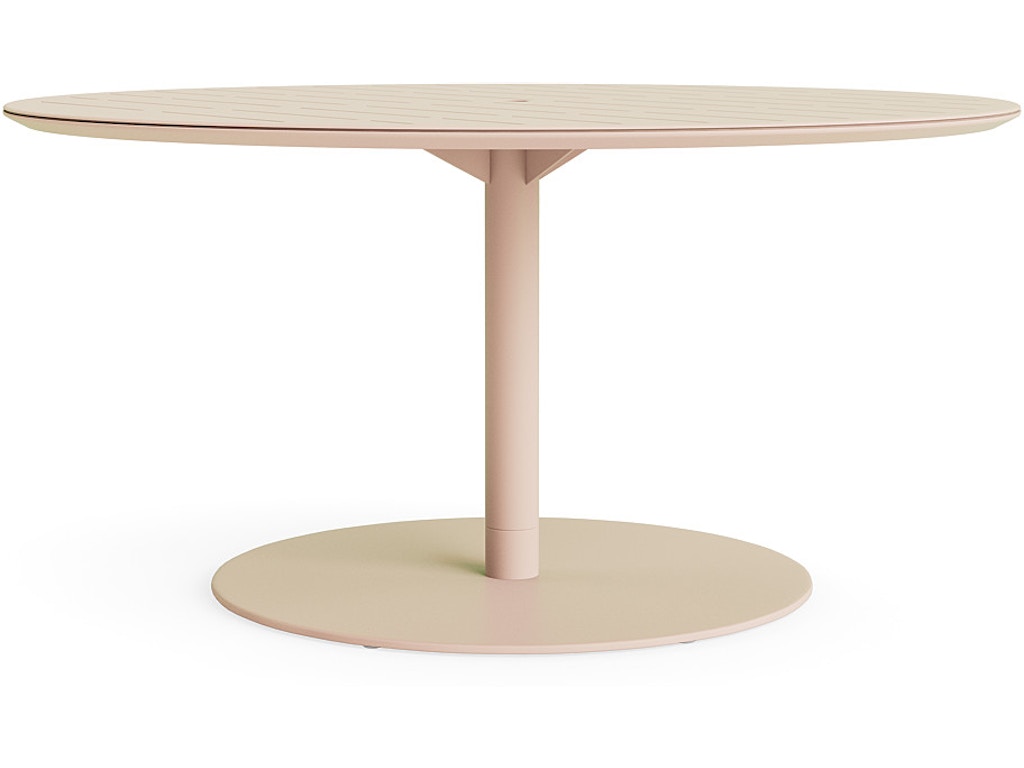 60" Round Slat Top Dining Umbrella Table