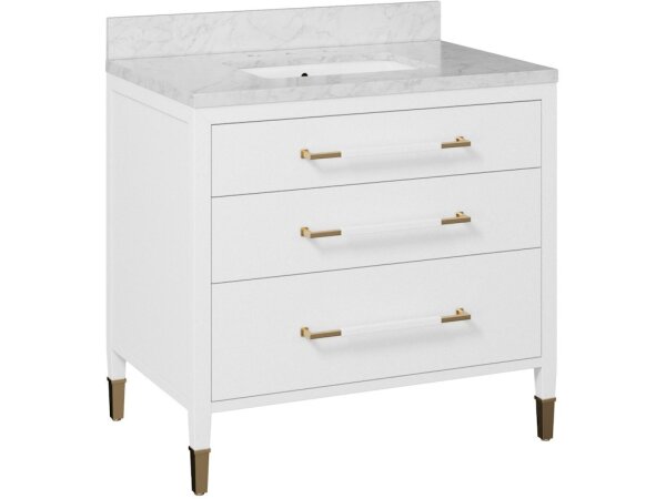 Verona 36" White Vanity with Rectangular Undermount Sink - Image 3