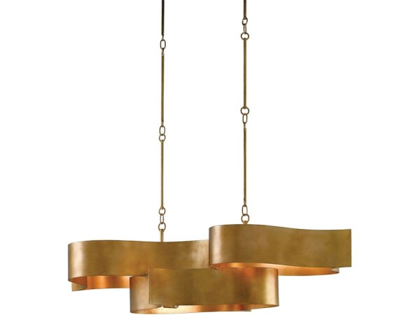 Grand Lotus Oval Gold Chandelier