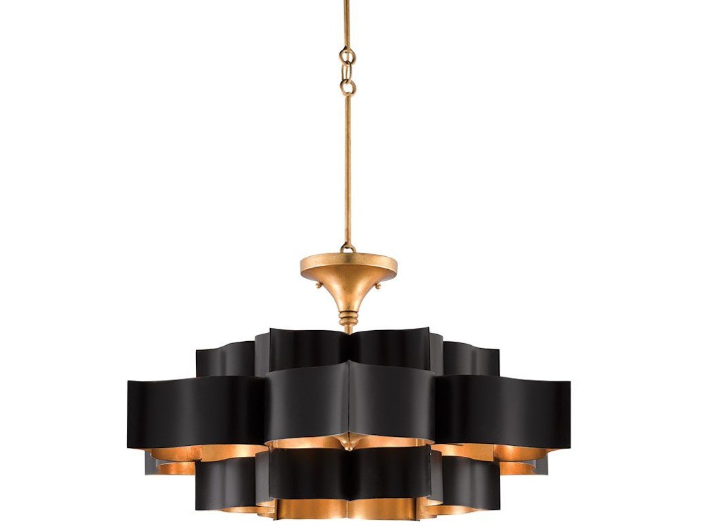 Grand Lotus Large Black Chandelier