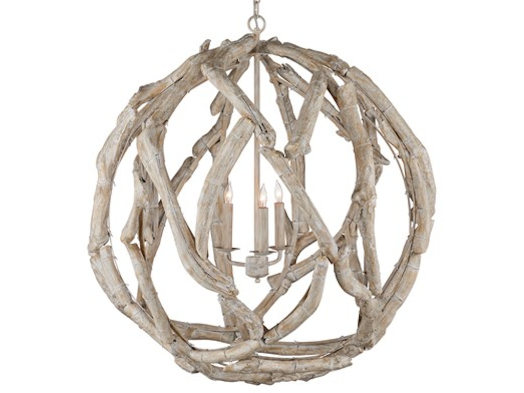 Driftwood Whitewash Orb Chandelier