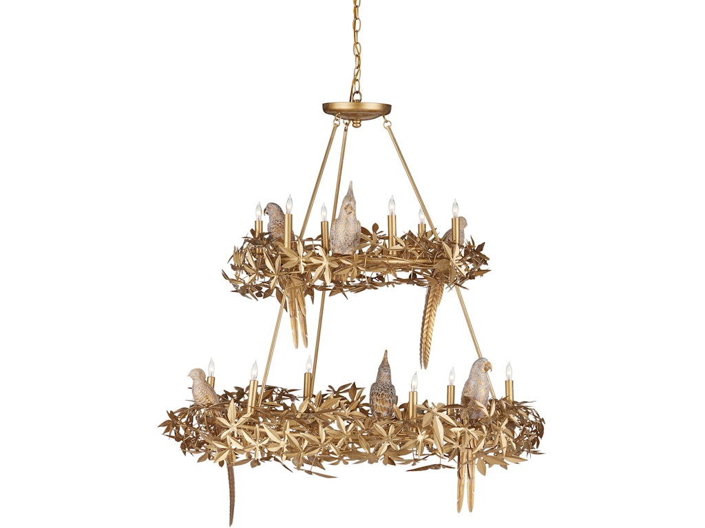 Aviary Gold Two-Tier Chandelier