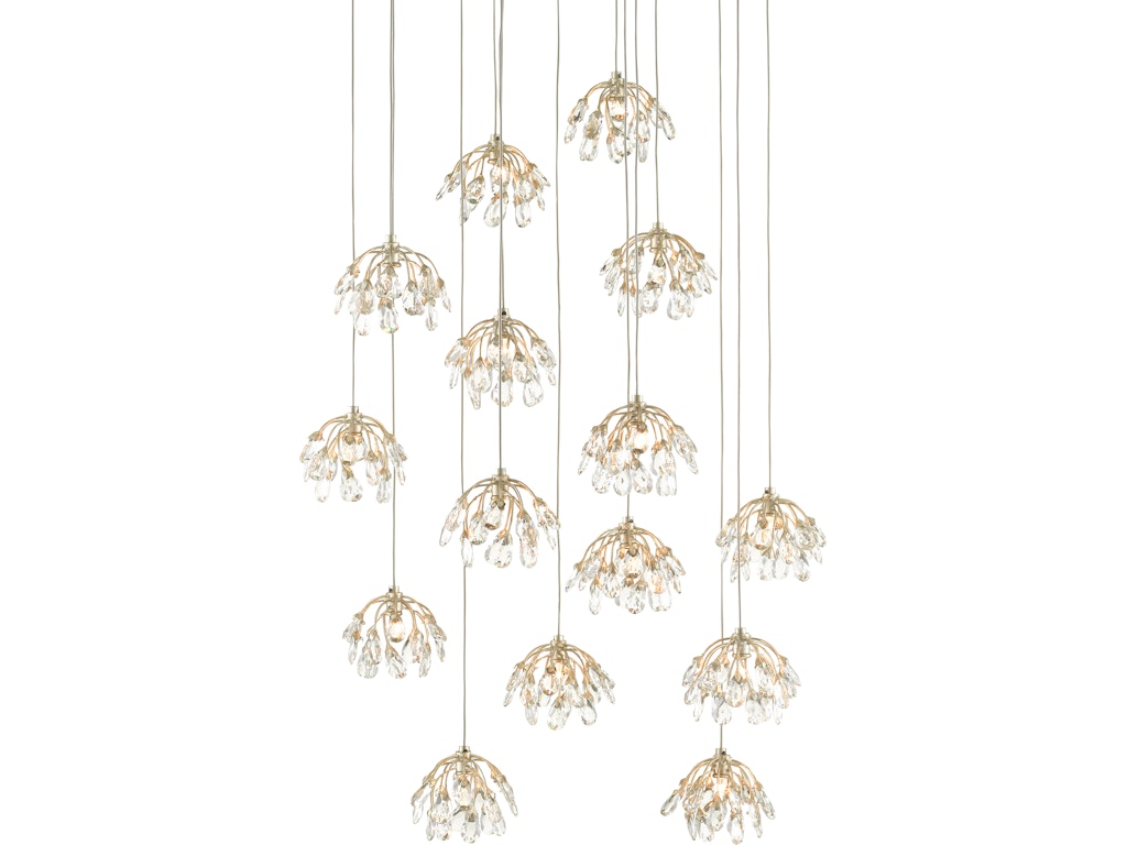 Crystal Bud 15-Light Round Multi-Drop Pendant