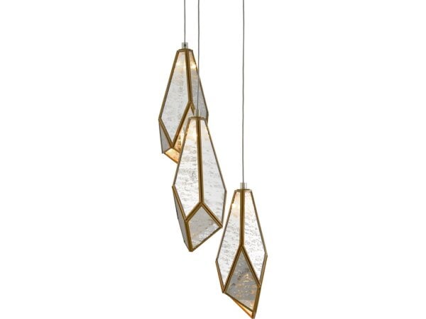 Glace Mirror 3-Light Round Multi-Drop Pendant