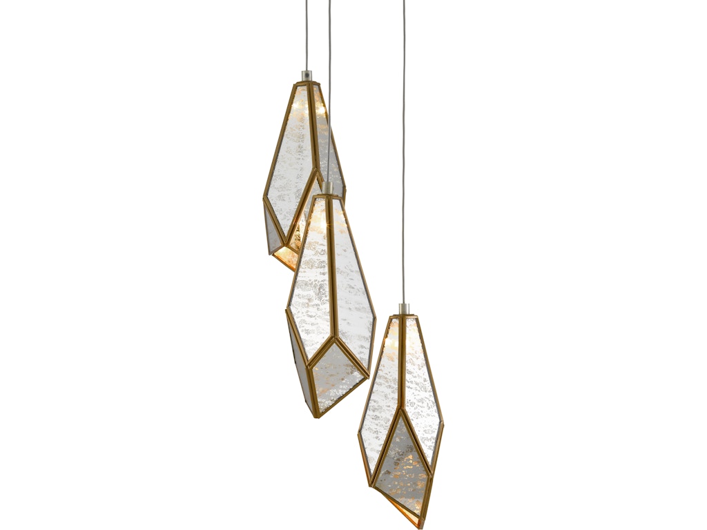 Glace Mirror 3-Light Round Multi-Drop Pendant