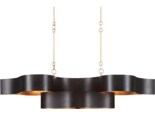 Grand Lotus Oval Black Chandelier