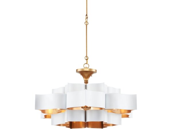 Grand Lotus Large White Chandelier