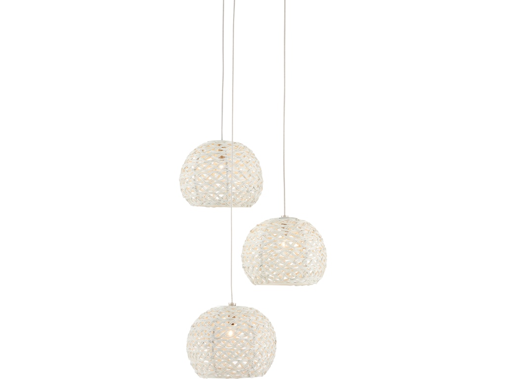 Piero White 3-Light Round Multi-Drop Pendant