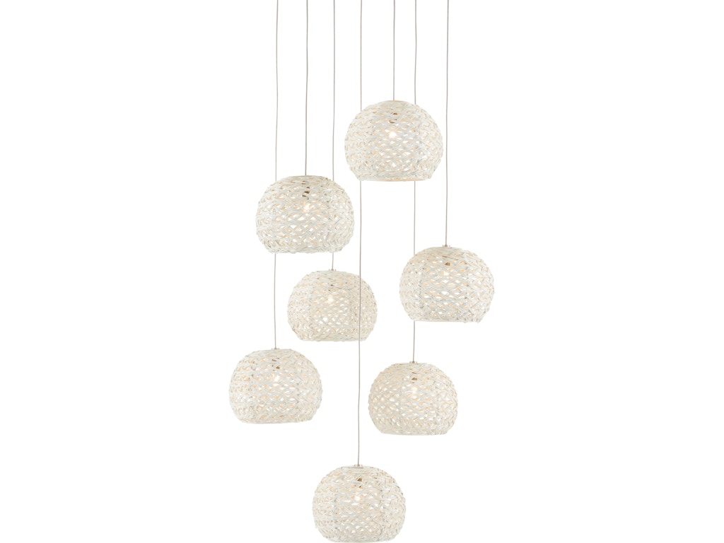 Piero White 7-Light Round Multi-Drop Pendant