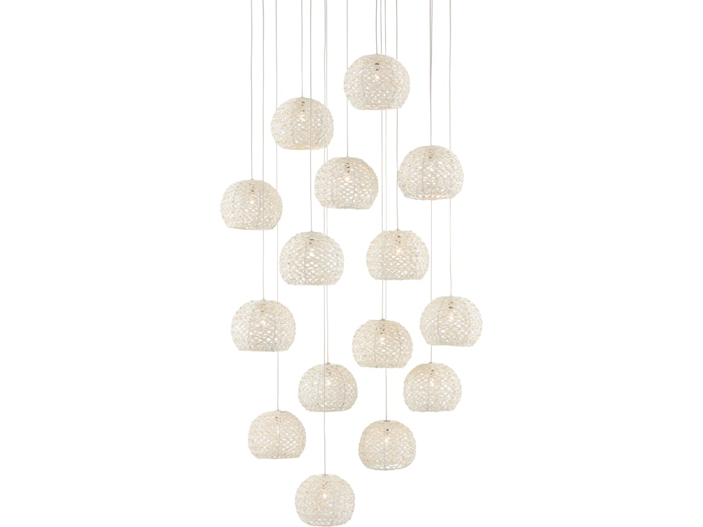 Piero White 15-Light Round Multi-Drop Pendant