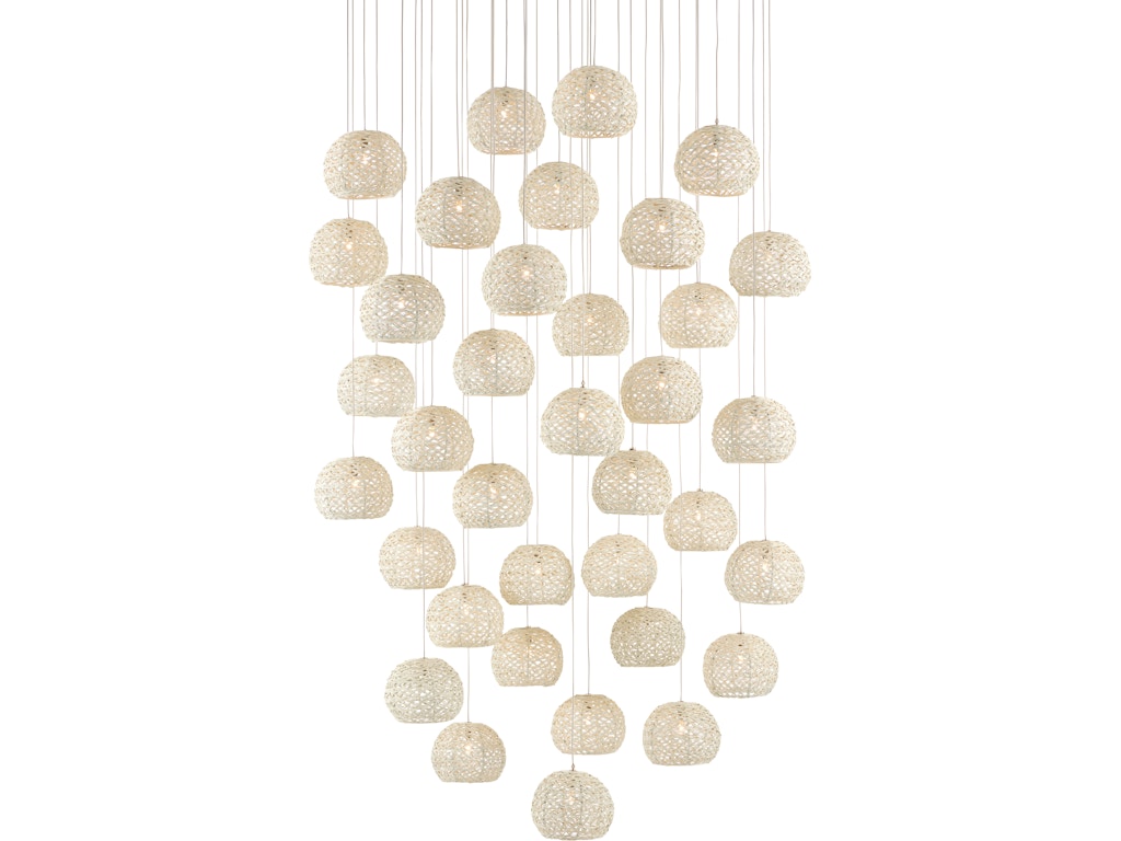 Piero White 36-Light Round Multi-Drop Pendant