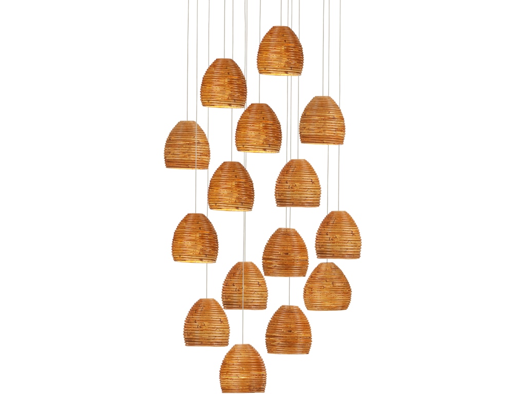 Beehive 15-Light Round Multi-Drop Pendant